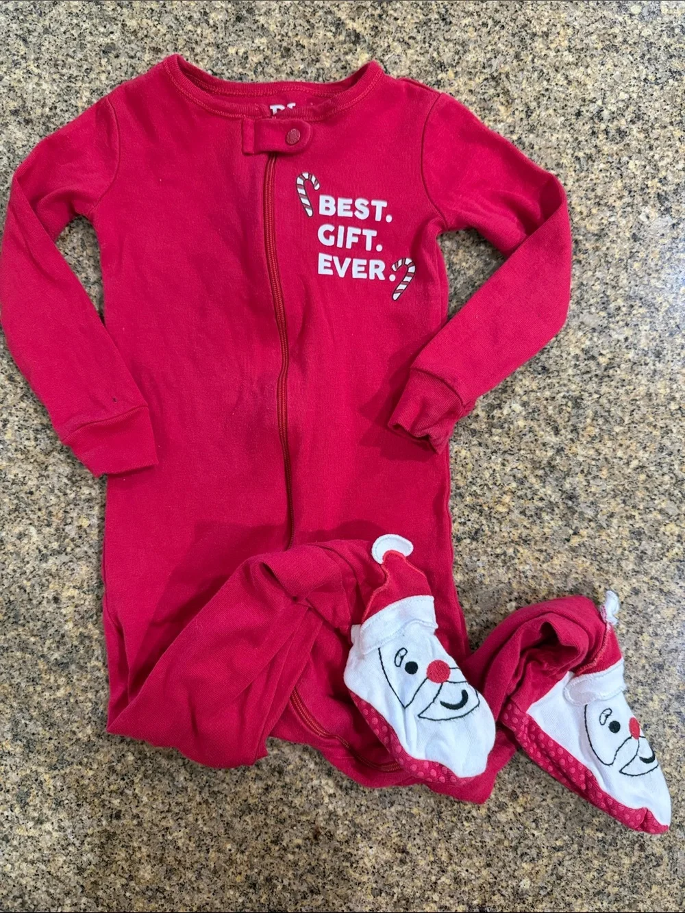 The Children's Place Red Holiday One-Piece Footed Pajamas